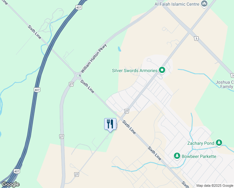 map of restaurants, bars, coffee shops, grocery stores, and more near in Oakville