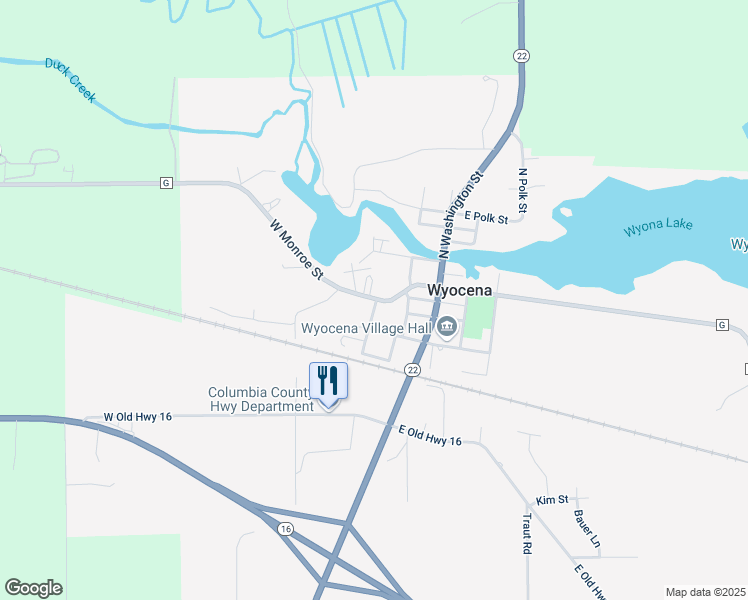 map of restaurants, bars, coffee shops, grocery stores, and more near 210 Grant in Pardeeville