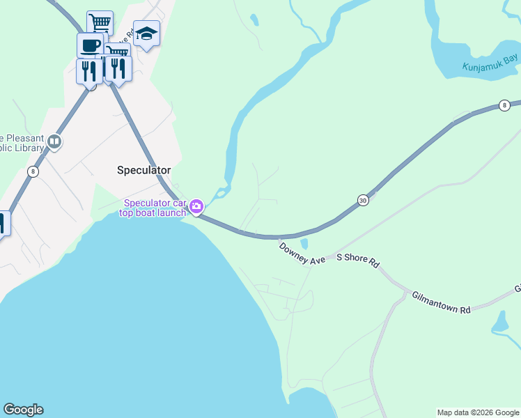 map of restaurants, bars, coffee shops, grocery stores, and more near 110 Black Bear Run in Speculator