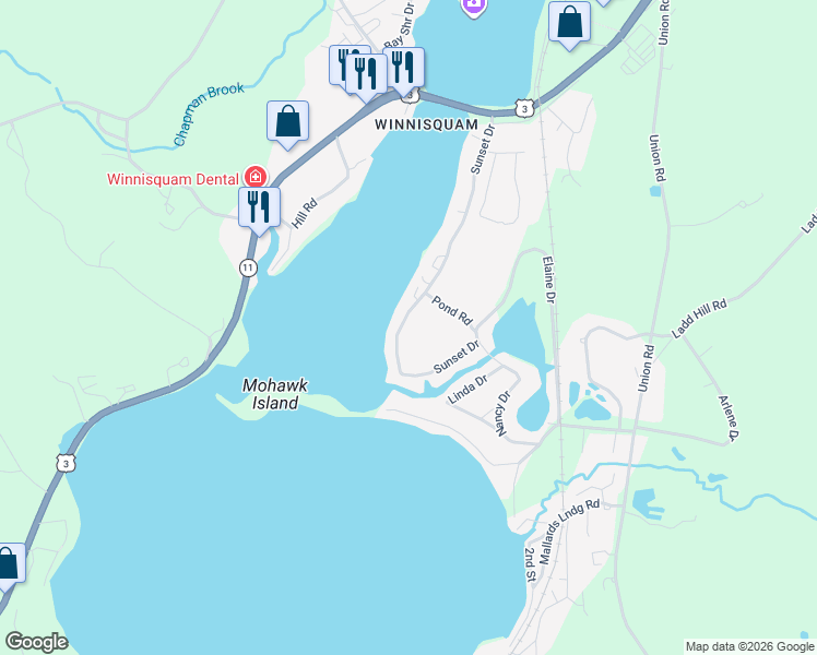 map of restaurants, bars, coffee shops, grocery stores, and more near 93 Sunset Drive in Belmont