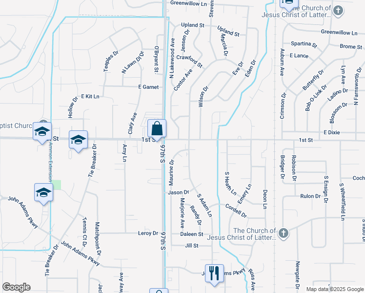 map of restaurants, bars, coffee shops, grocery stores, and more near 152 Maurine Drive in Idaho Falls