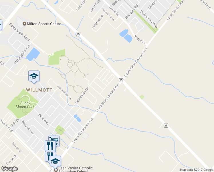 map of restaurants, bars, coffee shops, grocery stores, and more near 1069 Nadalin Heights in Milton