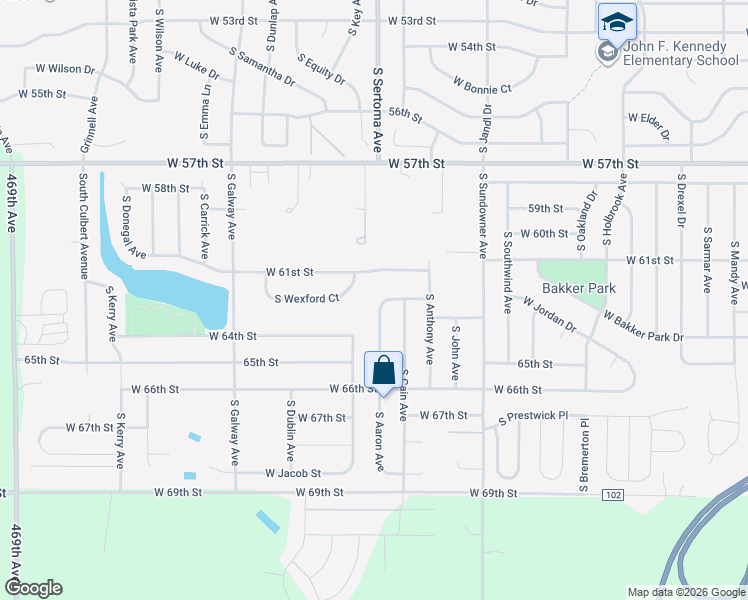 map of restaurants, bars, coffee shops, grocery stores, and more near 6800 West 64th Street in Sioux Falls