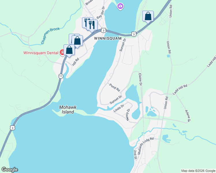 map of restaurants, bars, coffee shops, grocery stores, and more near 93 Sunset Drive in Belmont