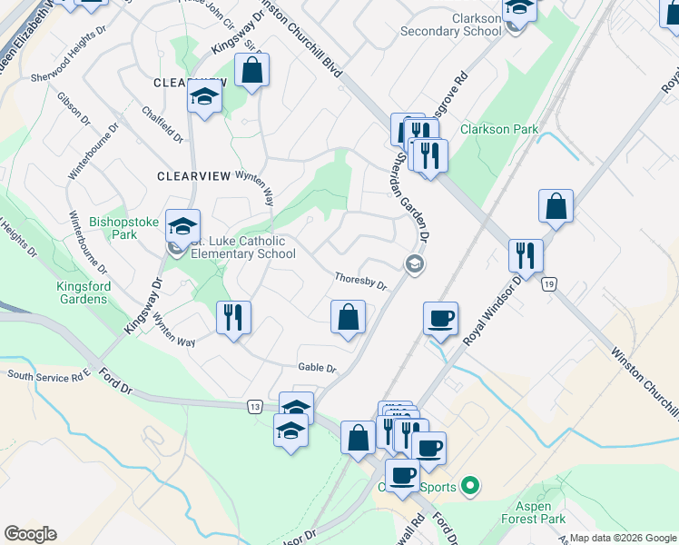 map of restaurants, bars, coffee shops, grocery stores, and more near 1016 Beechnut Road in Oakville