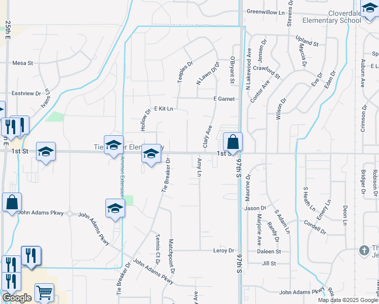 map of restaurants, bars, coffee shops, grocery stores, and more near 3273 1st Street in Idaho Falls