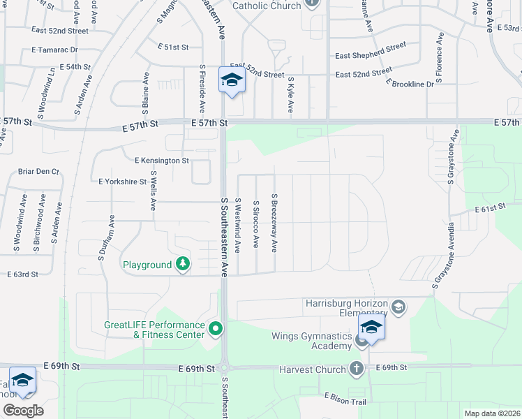 map of restaurants, bars, coffee shops, grocery stores, and more near 5300 South Sirocco Avenue in Sioux Falls