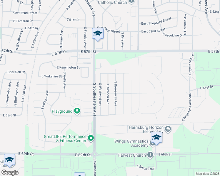 map of restaurants, bars, coffee shops, grocery stores, and more near 5300 South Sirocco Avenue in Sioux Falls