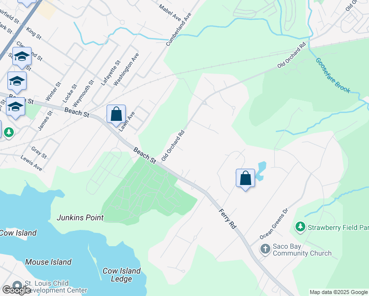 map of restaurants, bars, coffee shops, grocery stores, and more near 4 Victor Avenue in Saco