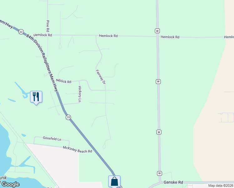 map of restaurants, bars, coffee shops, grocery stores, and more near W8733 Niblick Road in Beaver Dam