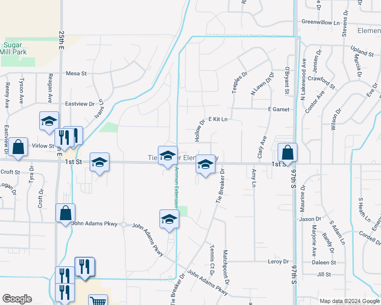 map of restaurants, bars, coffee shops, grocery stores, and more near 3061 1st Street in Idaho Falls