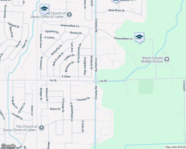 map of restaurants, bars, coffee shops, grocery stores, and more near 186 Kimberly Drive in Idaho Falls