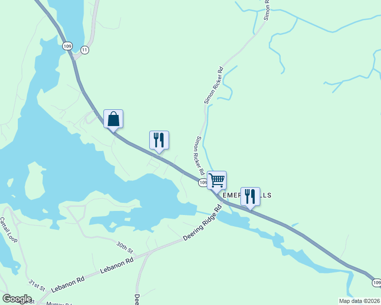 map of restaurants, bars, coffee shops, grocery stores, and more near 321 Simon Ricker Road in Shapleigh