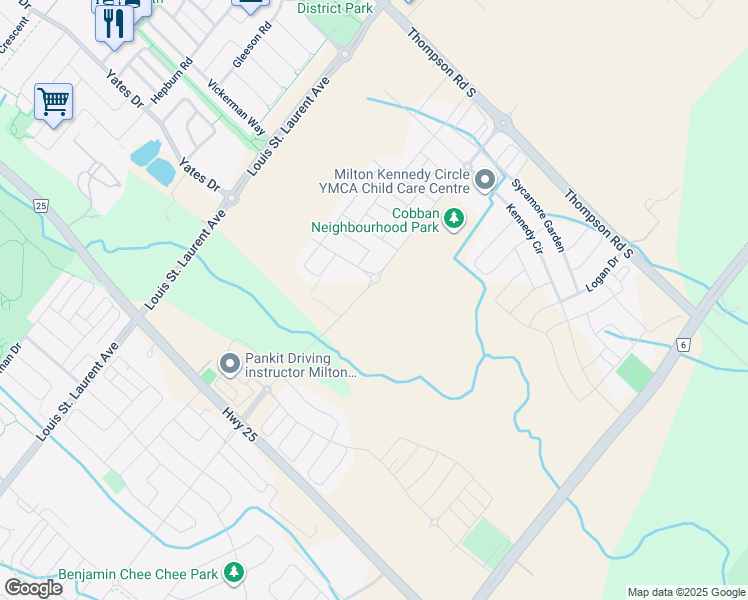 map of restaurants, bars, coffee shops, grocery stores, and more near 720 Whitlock Avenue in Milton