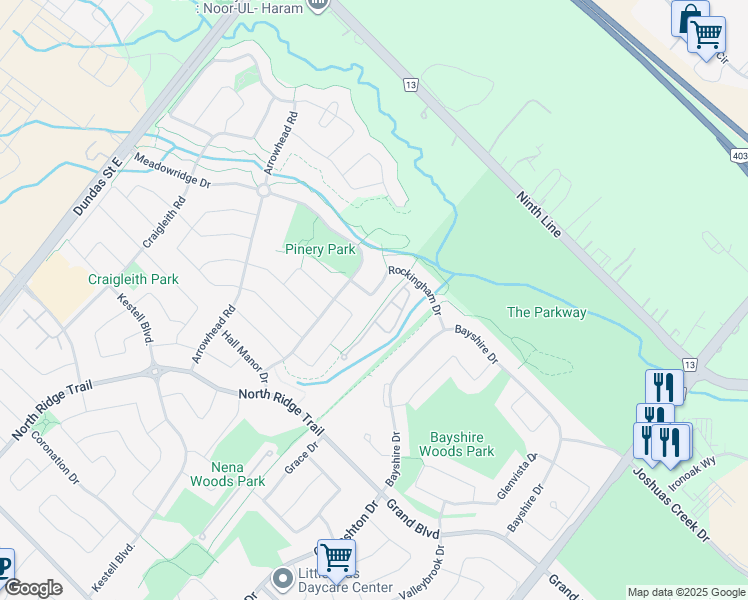 map of restaurants, bars, coffee shops, grocery stores, and more near 2310 Rockingham Drive in Oakville