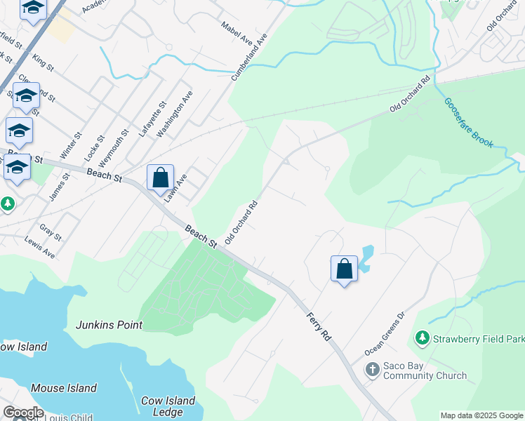 map of restaurants, bars, coffee shops, grocery stores, and more near 4 Victor Avenue in Saco