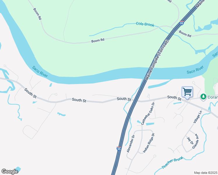 map of restaurants, bars, coffee shops, grocery stores, and more near 18 Old Hollis Road in Biddeford