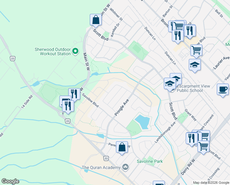 map of restaurants, bars, coffee shops, grocery stores, and more near 358 Inman Heights in Milton