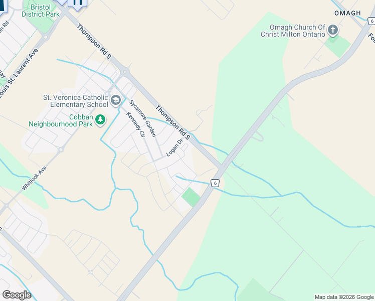 map of restaurants, bars, coffee shops, grocery stores, and more near 980 Logan Drive in Milton
