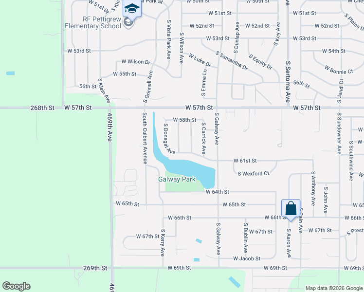 map of restaurants, bars, coffee shops, grocery stores, and more near 5205 South Mayo Avenue in Sioux Falls