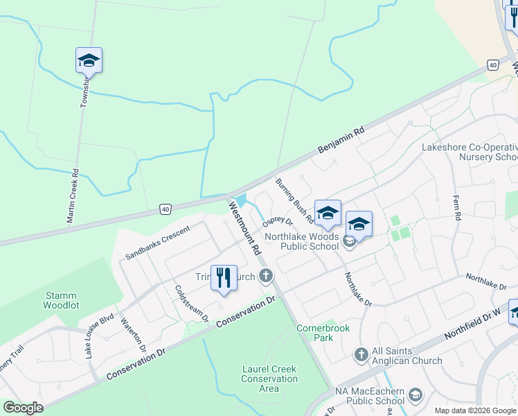 map of restaurants, bars, coffee shops, grocery stores, and more near 661 B Jacob Lane in Waterloo