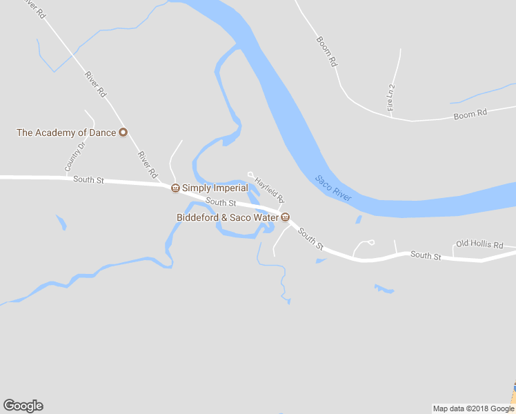 map of restaurants, bars, coffee shops, grocery stores, and more near 477 South Street in Biddeford