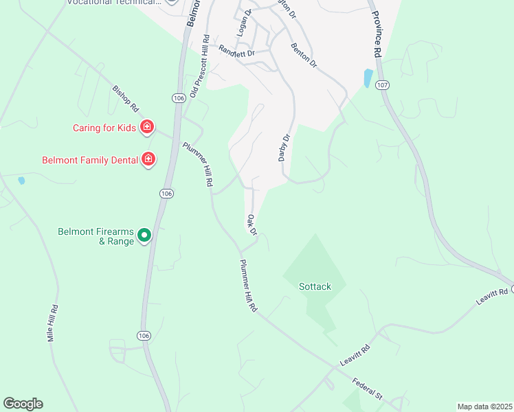 map of restaurants, bars, coffee shops, grocery stores, and more near 9 Oak Drive in Belmont