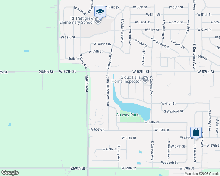 map of restaurants, bars, coffee shops, grocery stores, and more near 5213 South Culbert Avenue in Sioux Falls