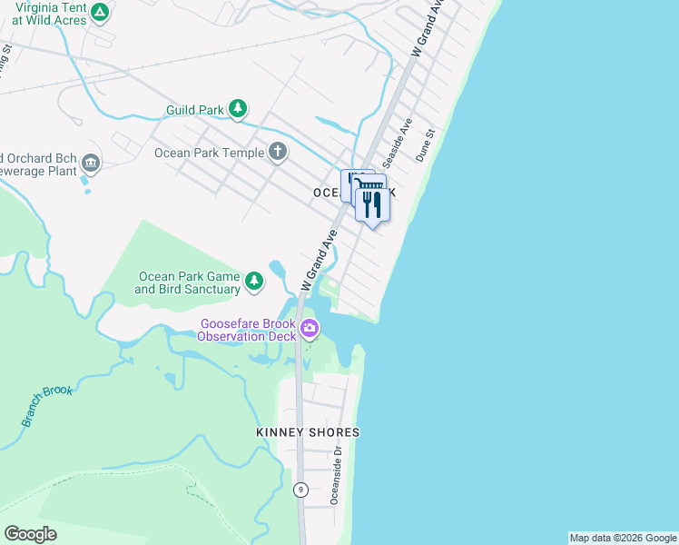 map of restaurants, bars, coffee shops, grocery stores, and more near 86 Seaside Avenue in Old Orchard Beach