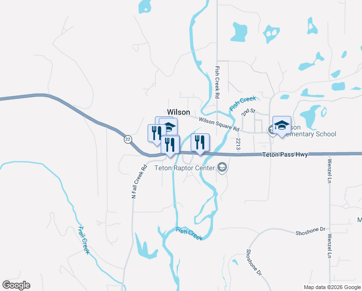 map of restaurants, bars, coffee shops, grocery stores, and more near 5655 Highway 22 in Wilson