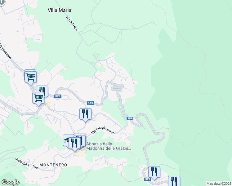 map of restaurants, bars, coffee shops, grocery stores, and more near 28 Via della Porcigliana in Livorno