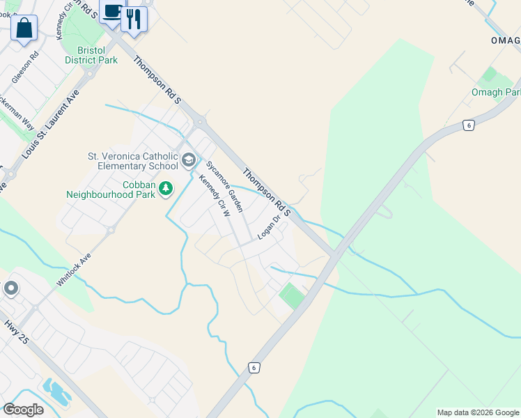 map of restaurants, bars, coffee shops, grocery stores, and more near 972 Cherry Court in Milton