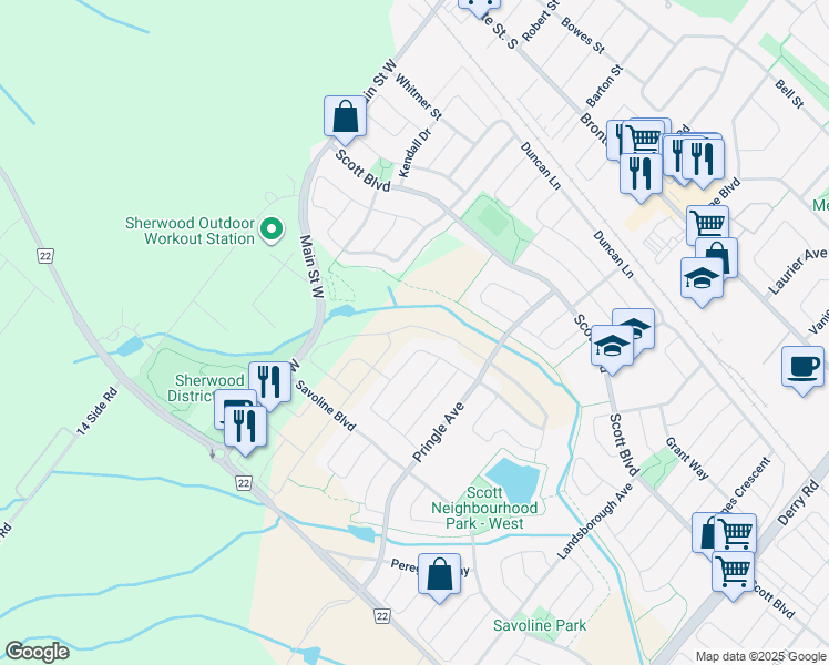 map of restaurants, bars, coffee shops, grocery stores, and more near 337 Jelinik Terrace in Milton