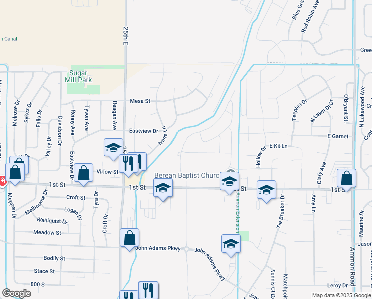 map of restaurants, bars, coffee shops, grocery stores, and more near 2763 Brooklyn Street in Ammon