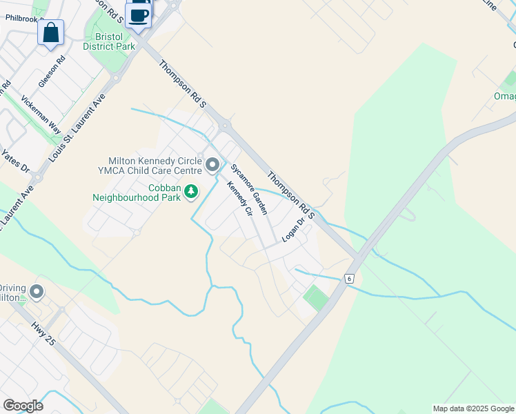 map of restaurants, bars, coffee shops, grocery stores, and more near 1420 Sycamore Garden in Milton