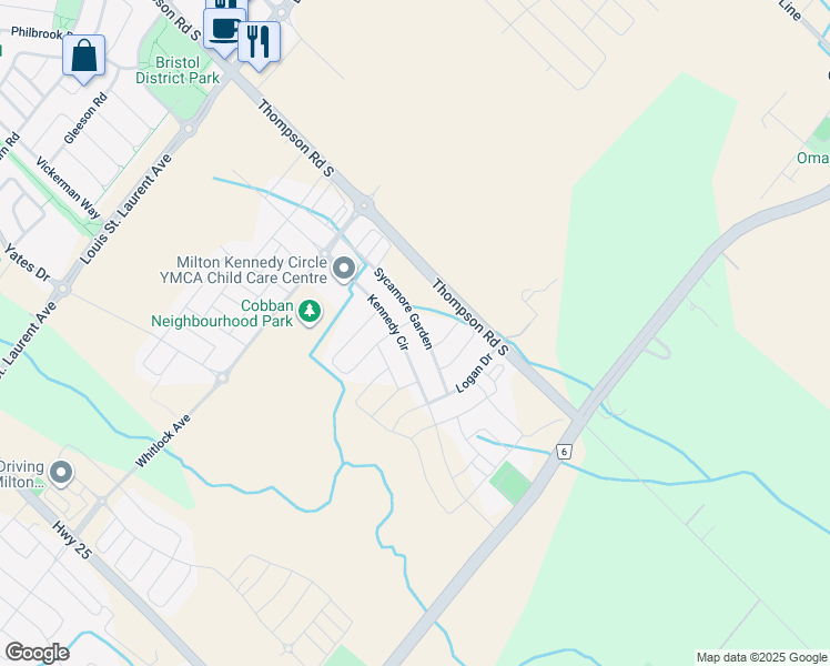 map of restaurants, bars, coffee shops, grocery stores, and more near 1420 Sycamore Garden in Milton