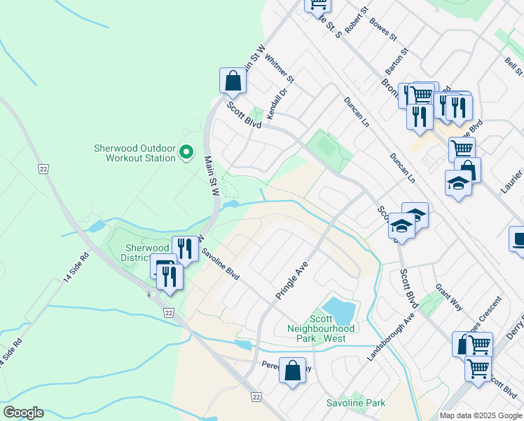 map of restaurants, bars, coffee shops, grocery stores, and more near 337 Jelinik Terrace in Milton
