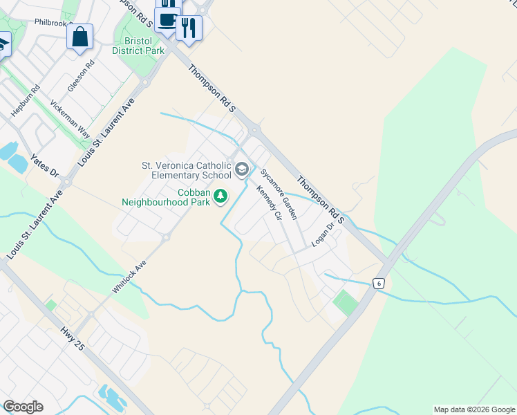 map of restaurants, bars, coffee shops, grocery stores, and more near 1387 Buckhorn Garden in Milton