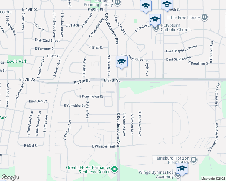 map of restaurants, bars, coffee shops, grocery stores, and more near 5152 Manchester Court in Sioux Falls