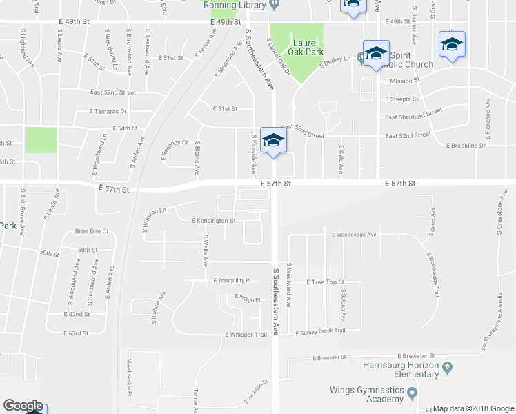 map of restaurants, bars, coffee shops, grocery stores, and more near 2916 East Kensington Street in Sioux Falls