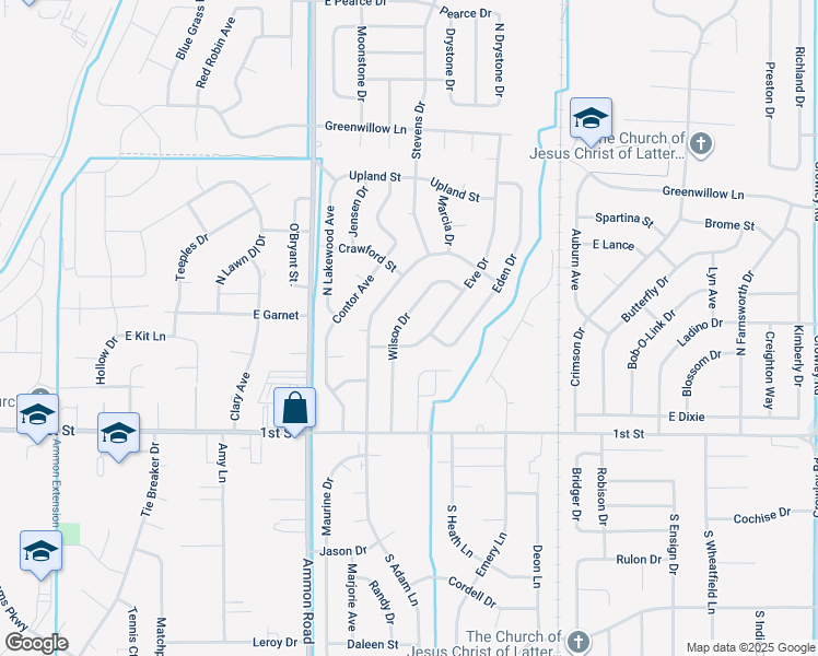 map of restaurants, bars, coffee shops, grocery stores, and more near 445 Wilson Drive in Idaho Falls