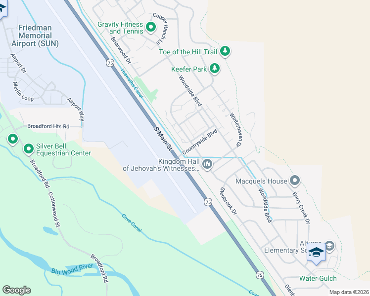 map of restaurants, bars, coffee shops, grocery stores, and more near 821 Heartland Way in Hailey