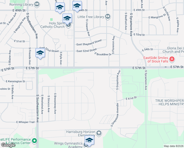 map of restaurants, bars, coffee shops, grocery stores, and more near 47647-47667 East 57th Street in Harrisburg