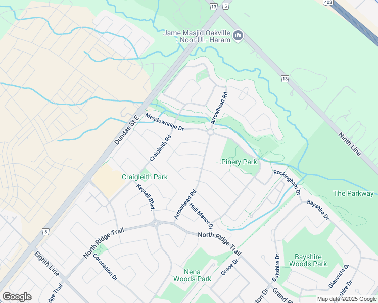 map of restaurants, bars, coffee shops, grocery stores, and more near 2353 Presquile Drive in Oakville