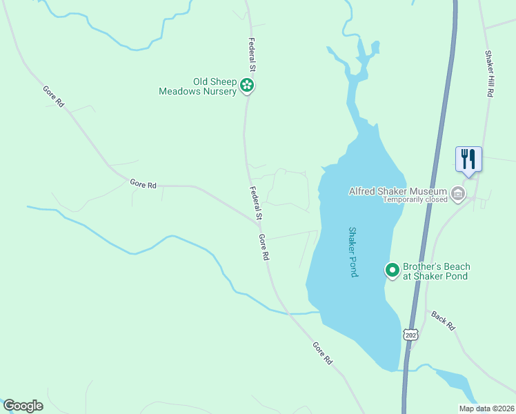 map of restaurants, bars, coffee shops, grocery stores, and more near 13 Federal Street in Alfred