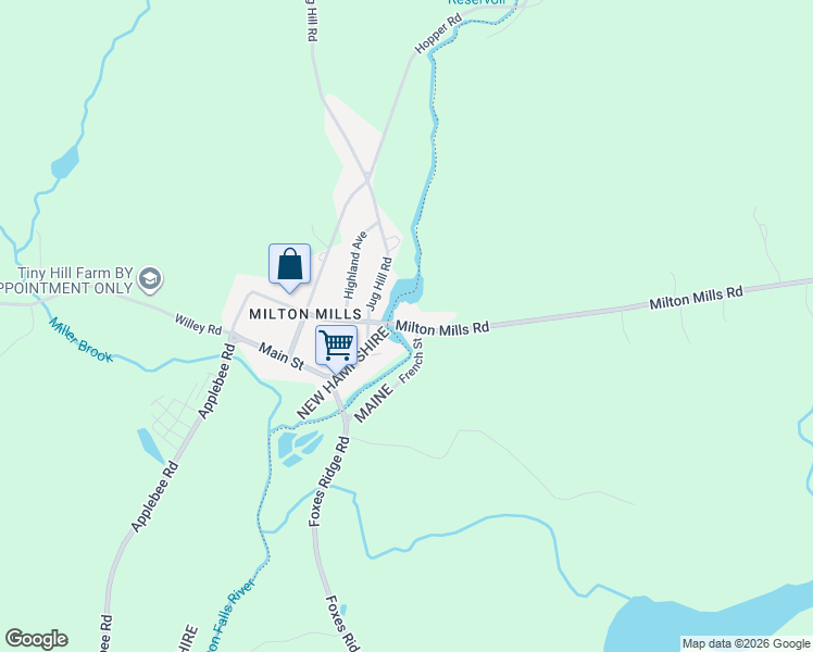 map of restaurants, bars, coffee shops, grocery stores, and more near 3026 Milton Mills Road in Acton