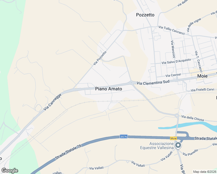 map of restaurants, bars, coffee shops, grocery stores, and more near Via Cannegge in Piano Amato