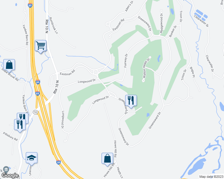 map of restaurants, bars, coffee shops, grocery stores, and more near 2 Fairway Drive in Grantham