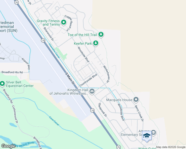 map of restaurants, bars, coffee shops, grocery stores, and more near 857 Countryside Boulevard in Hailey
