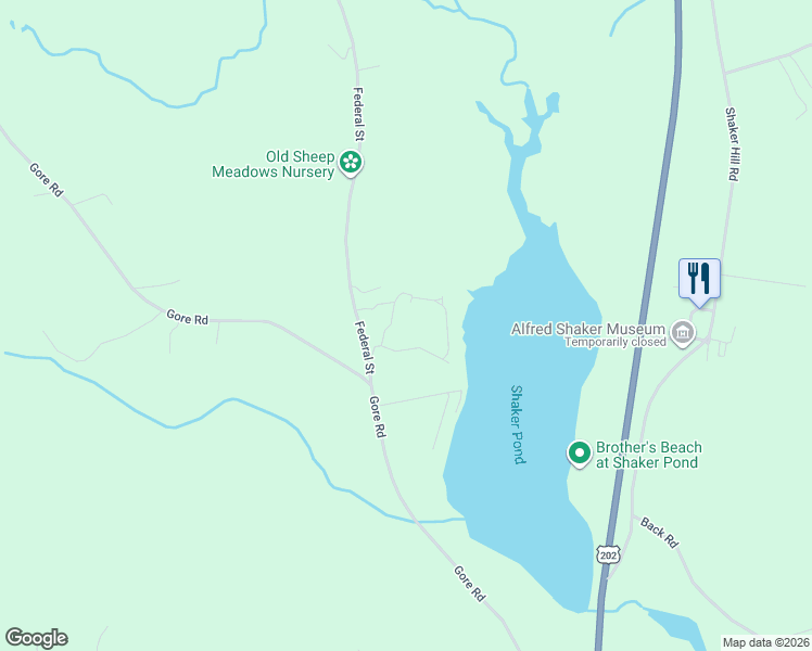 map of restaurants, bars, coffee shops, grocery stores, and more near 13 Federal Street in Alfred